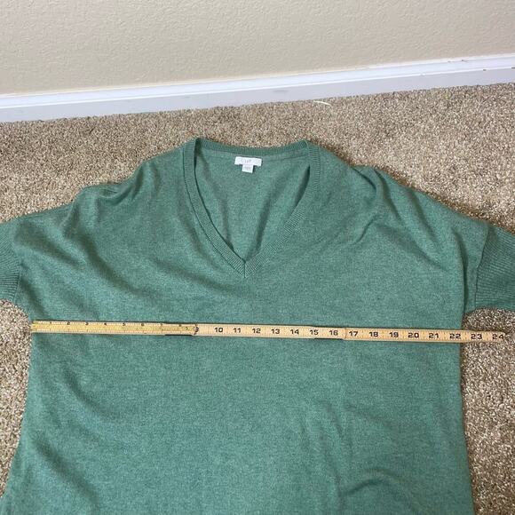 J. Jill sweater V-neck lightweight sage green long sleeve knit cotton blend SZ M - Picture 9 of 10